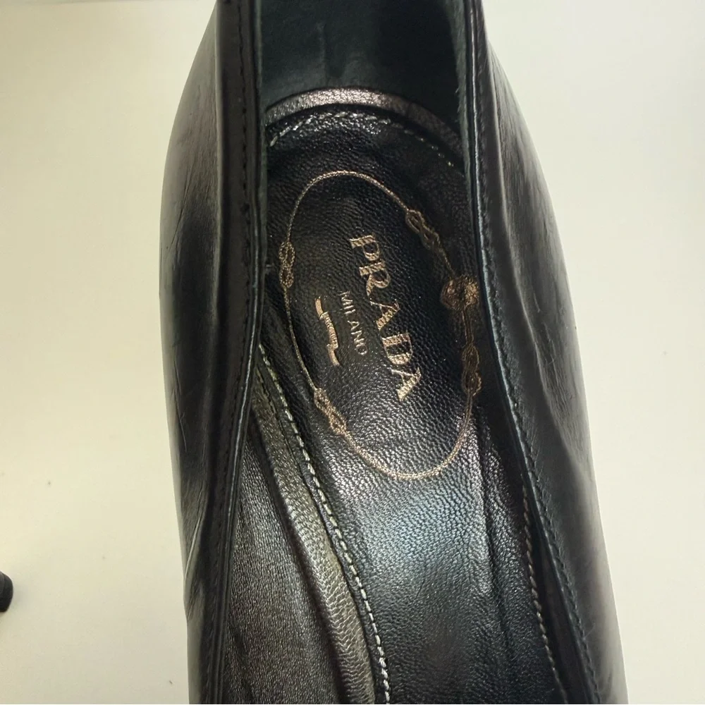 Prada Black Pointed Toe Platform Heels 37.5 - Picture 5 of 11